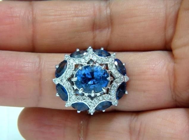4.32ct Burma Natural No Heat Sapphire Diamond Ring Cocktail Unheated 41214 GIA** - 7