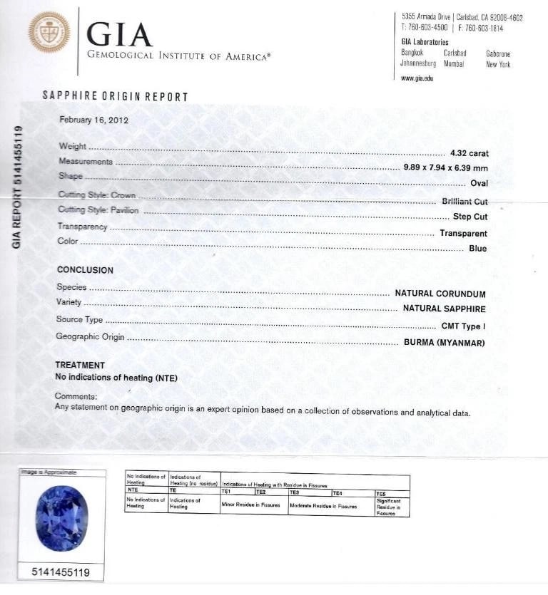 4.32ct Burma Natural No Heat Sapphire Diamond Ring Cocktail Unheated 41214 GIA** - 9