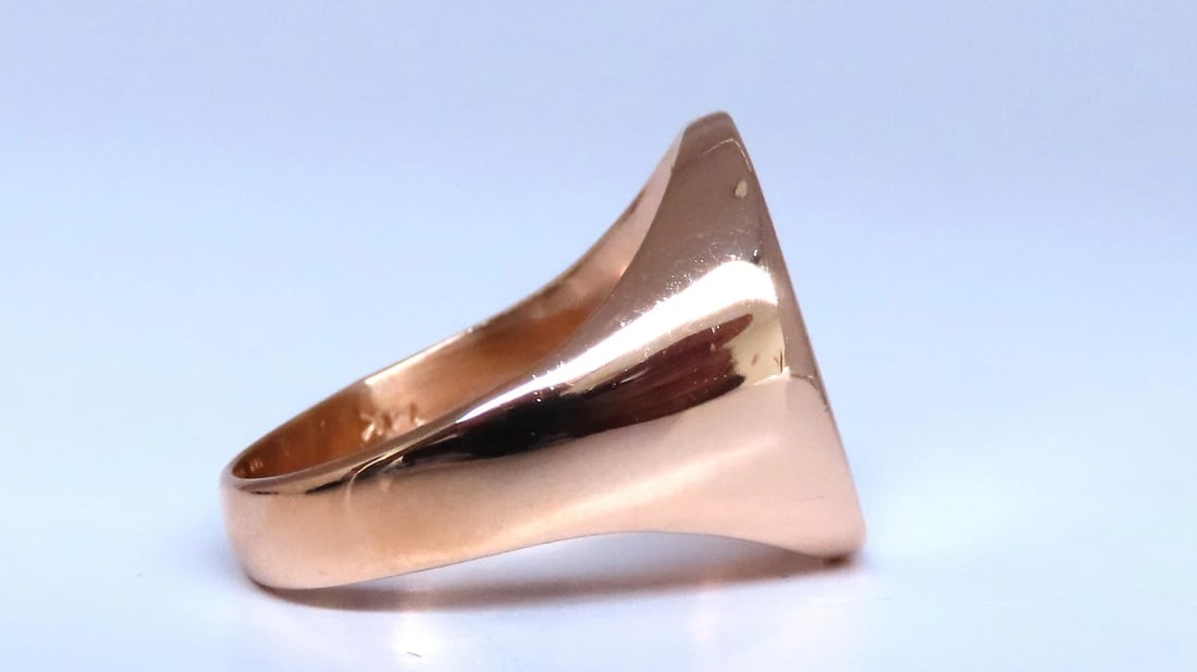 17mm Classic Solid Signet Mens Ring 14kt Gold 12545** - 2