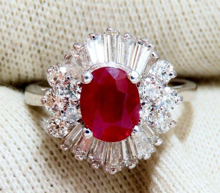 GIA Certified Burma Ruby 1.75ct Ballerina Cocktail Diamond ring 14kt 44145** - 3