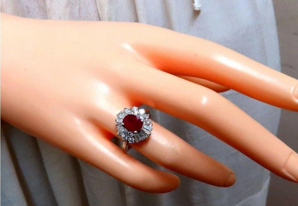 GIA Certified Burma Ruby 1.75ct Ballerina Cocktail Diamond ring 14kt 44145** - 6