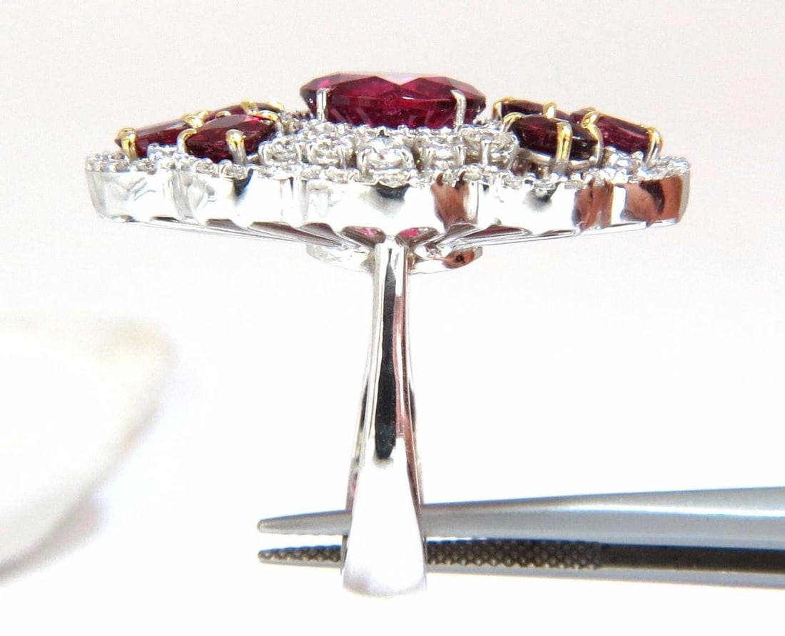 GIA Certified 8.03CT NATURAL TOURMALINE RUBELLITE RUBY DIAMOND RING 18KT 10344** - 4