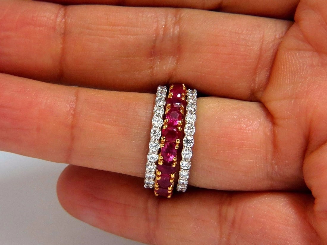 Stackable Ruby Diamonds eternity Ring 14kt Natural Stacking 7.42ct 10554** - 7