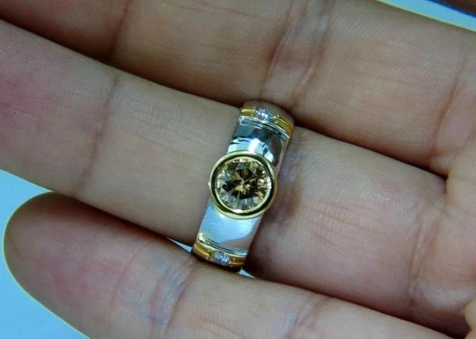 .90ct Natural Fancy Orange Brown Diamond Ring 14 Karat Solid 44717** - 2