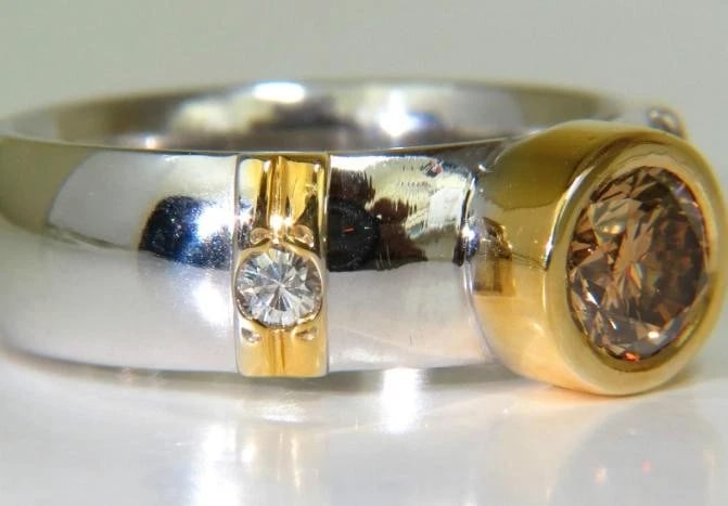 .90ct Natural Fancy Orange Brown Diamond Ring 14 Karat Solid 44717** - 5