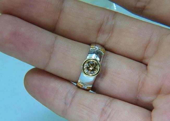 .90ct Natural Fancy Orange Brown Diamond Ring 14 Karat Solid 44717** - 9