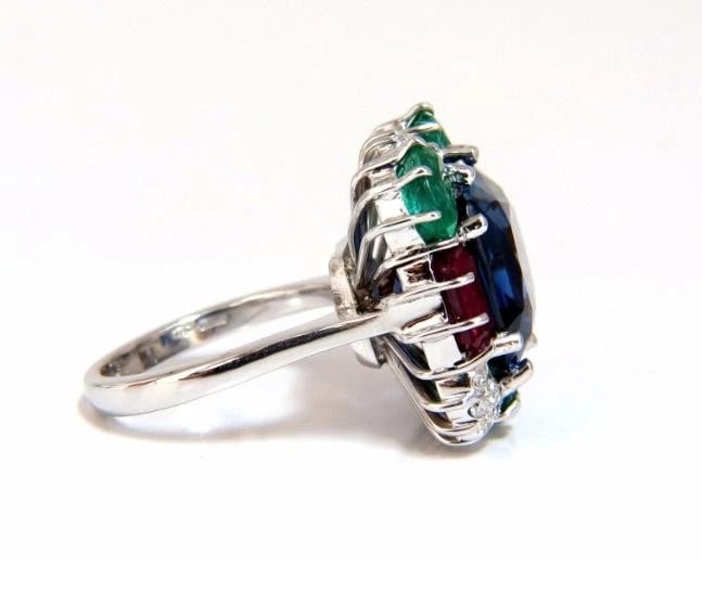 18ct Lab Sapphire Natural Emerald Ruby Diamonds Ring 18kt gold 47441** - 2