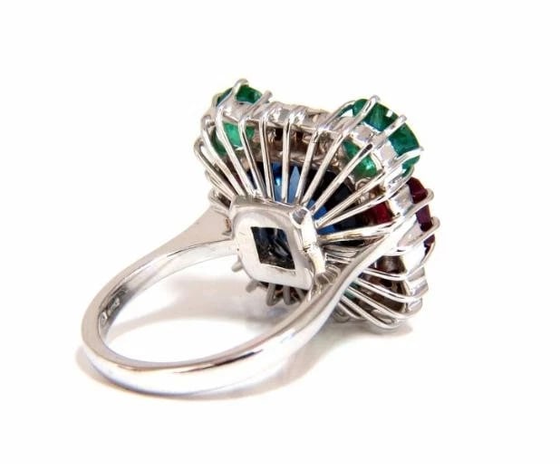 18ct Lab Sapphire Natural Emerald Ruby Diamonds Ring 18kt gold 47441** - 5