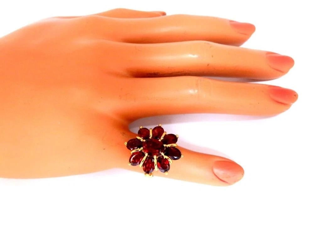 10ct Natural Garnets Clover Ring 10 Karat Yellow Gold 45578** - 3