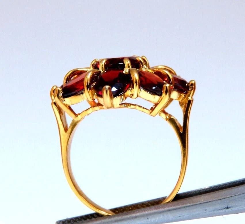 10ct Natural Garnets Clover Ring 10 Karat Yellow Gold 45578** - 4