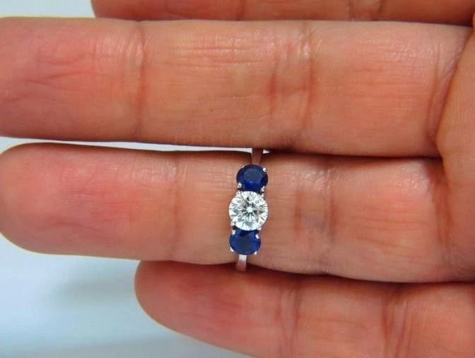 GIA Certified .73ct Natural Diamond Sapphires Ring 14kt 45547 - 3