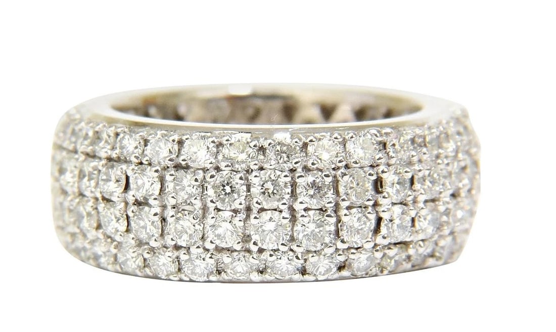4.00ct Natural Full Cut Diamonds Eternity Wide Band Ring 14kt gold 6.25 49877** - 2