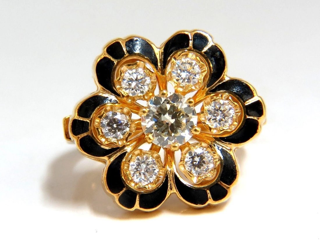 1.05ct Vintage Cluster natural diamonds ring 14kt Old Miner 10706** - 2