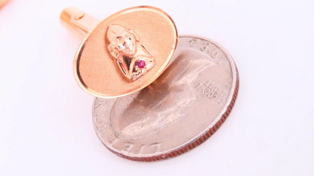 Unknown Design Cufflinks or Stud Set 14 Karat Gold Heavy 12608** - 7