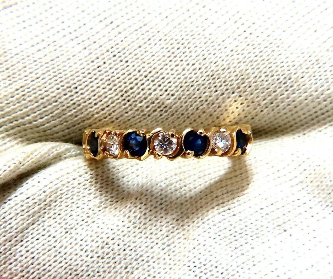 .90ct Natural Round Sapphires Diamonds Band 14 Karat 11336** - 2