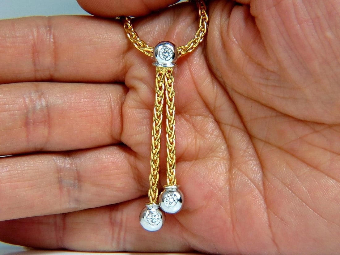 .75CT ROUND BRILLIANT DIAMONDS DANGLING BOLO TIE FORM NECKLACE 18KT G/VS 10216** - 5