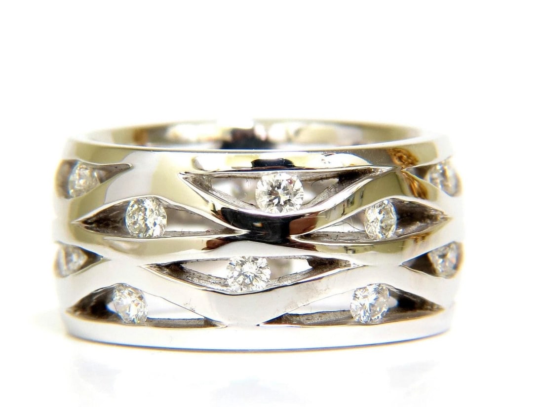18KT .75CT DIAMOND 3D CHANNEL WAVE WIDE BAND 10.50MM SIZE 6.5 10067** - 2
