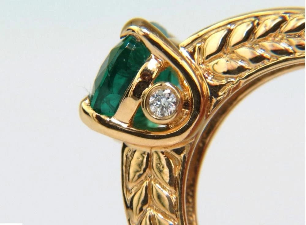 2.58ct Natural Zambia AAA Green Emerald Diamond Ring 14 Karat G/VS 46012** - 3