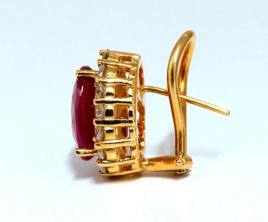 9ct Lab Ruby Diamond Clip Earrings Halo 14kt Gold 14112** - 2