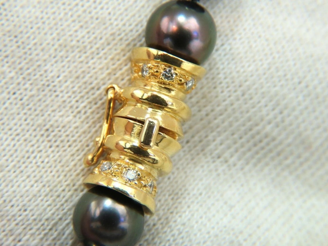 6.40ct Natural Heart Blue Sapphire Diamonds Tahitian Pearls Necklace 18 karat** - 7