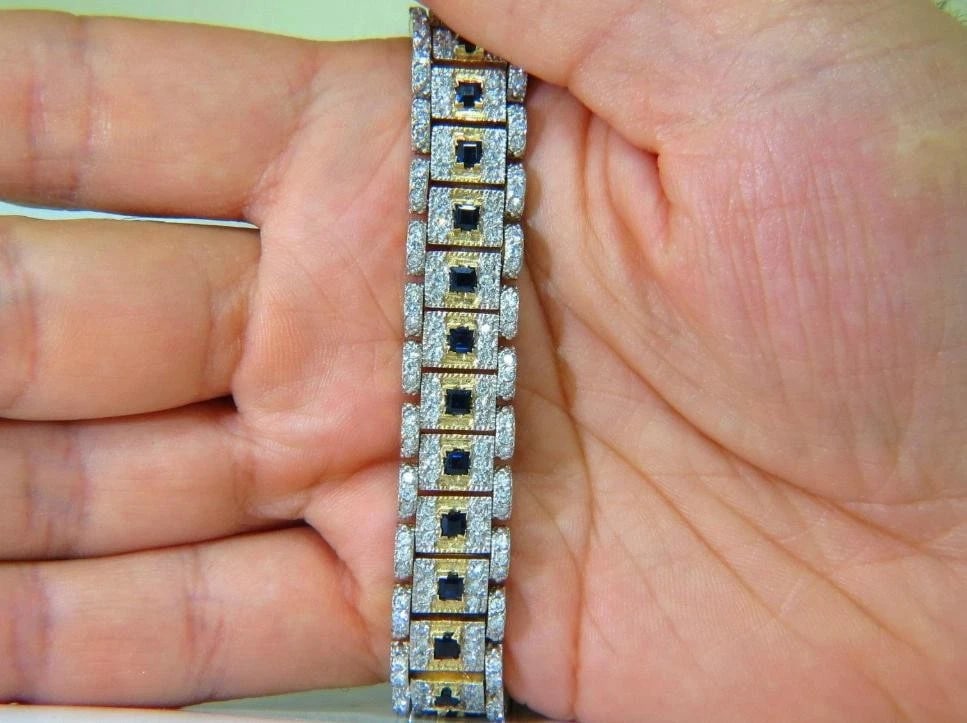 10.00 Carat Natural Sapphire Diamond Bracelet Edwardian Deco 14kt 44117** - 7
