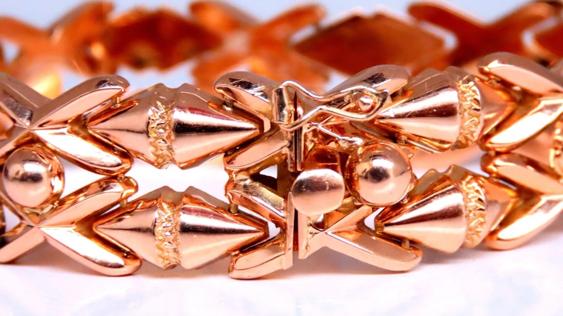 Retro Cosmopolitan Wide Cuff Bracelet 14kt Gold 12451** - 4