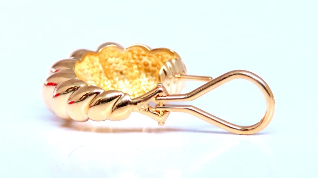 Shrimp Semi Hoop Omega Clip Earrings 18kt Gold 12578** - 3