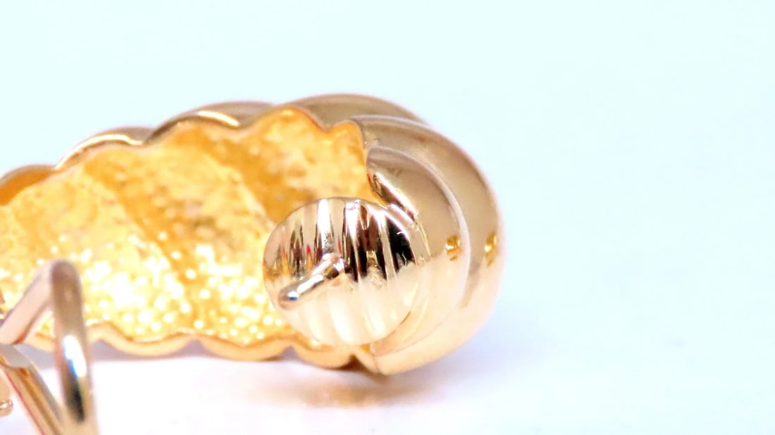 Shrimp Semi Hoop Omega Clip Earrings 18kt Gold 12578** - 4