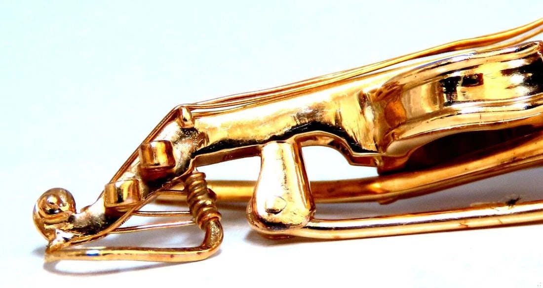 Violin Cello Viola Diamond Sapphire Pendant Pin 14kt Gold Handmade** - 4