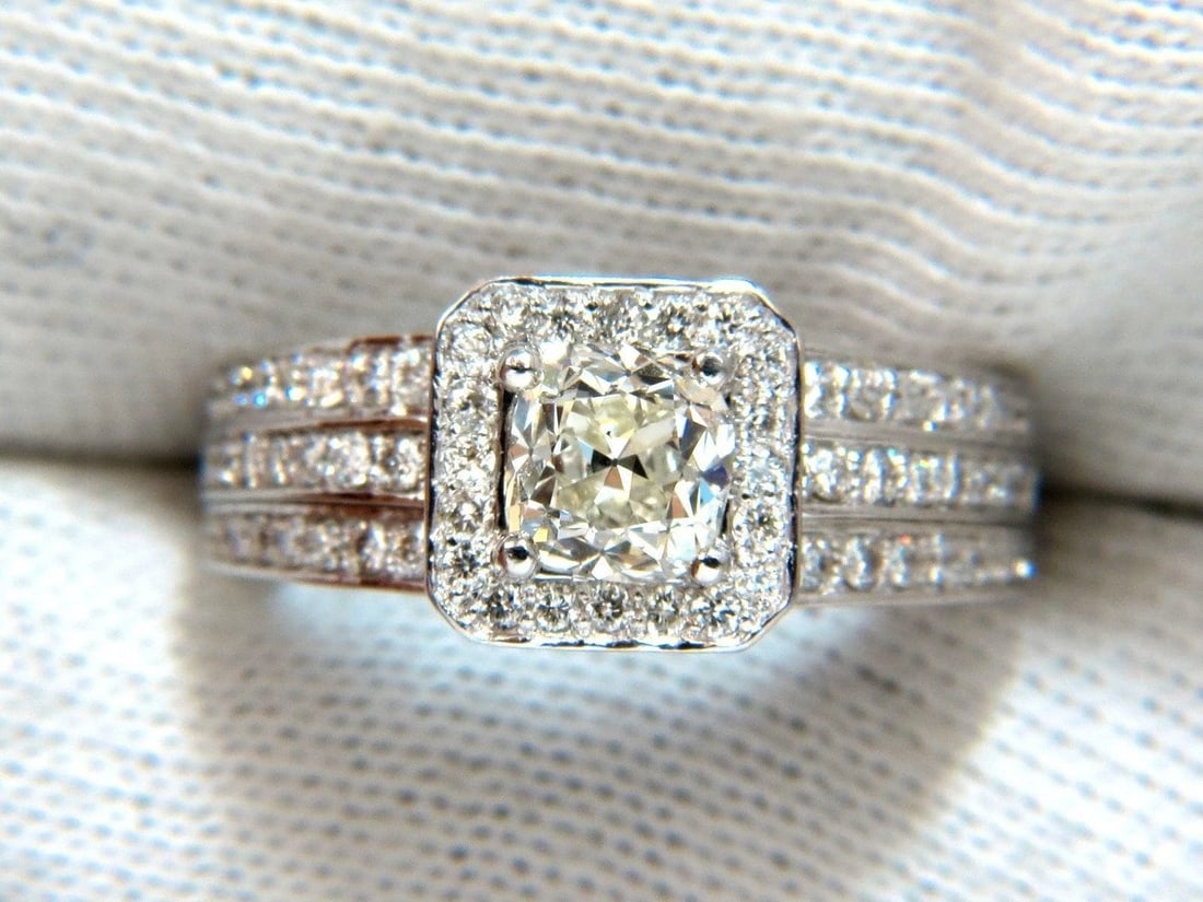 GIA Certified 1.20ct natural cushion cut diamonds ring 14kt 10024** - 7