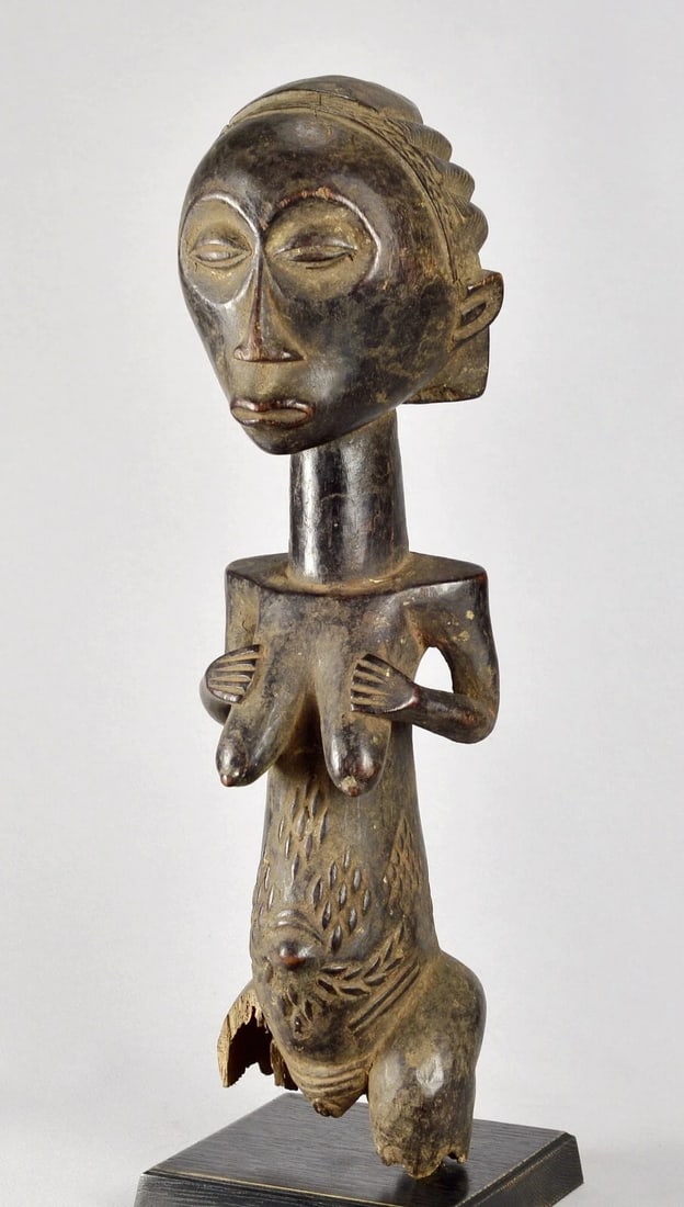 Superb LUBA Large 18" female figure statue sculpture Congo African Tribal 1619 - 12