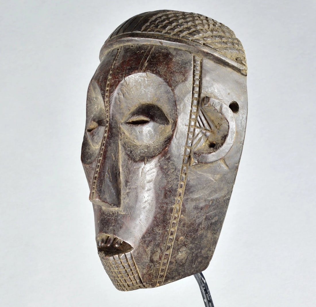 Large Anthropomorphic NGBAKA Ubangi wooden Face Mask African Tribal Art MC 1887 - 2
