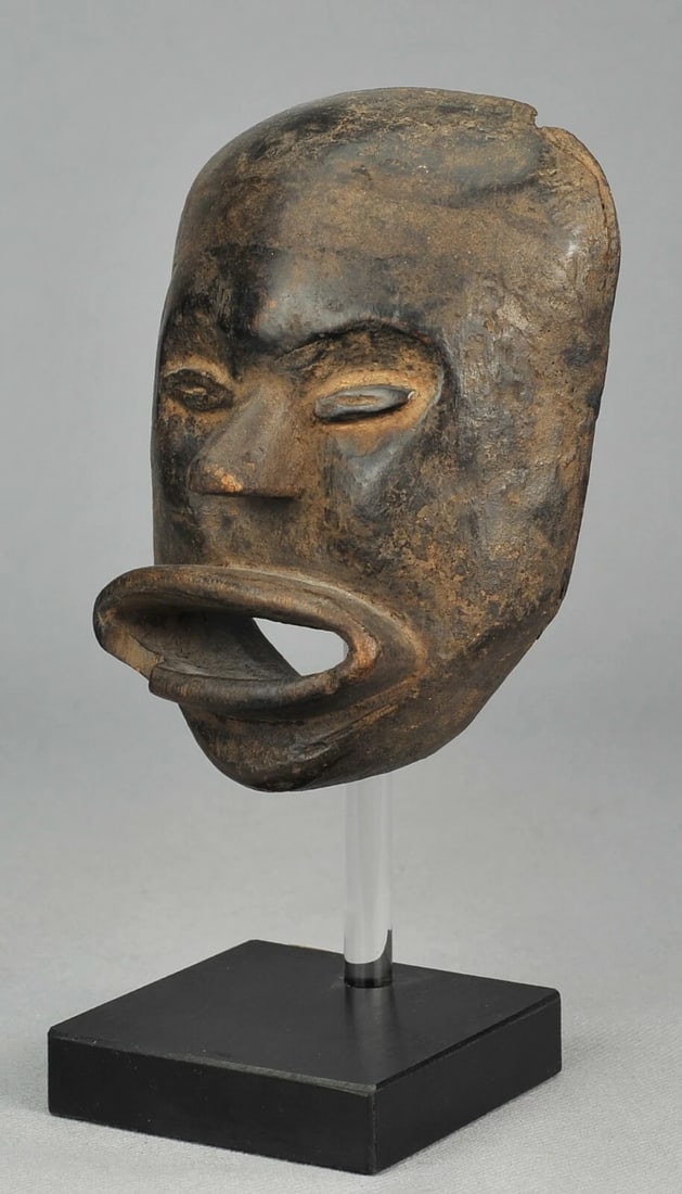 RARE ! HEMBA Cute Anthropomorphic Face Mask Congo DRC African Tribal Art 0939 - 5