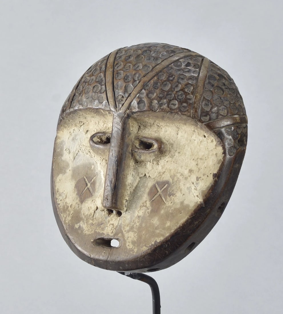 Lega idimu Wooden Mask Bwami Cult Congo Drc Zaire African Tribal Art mc1906 - 4