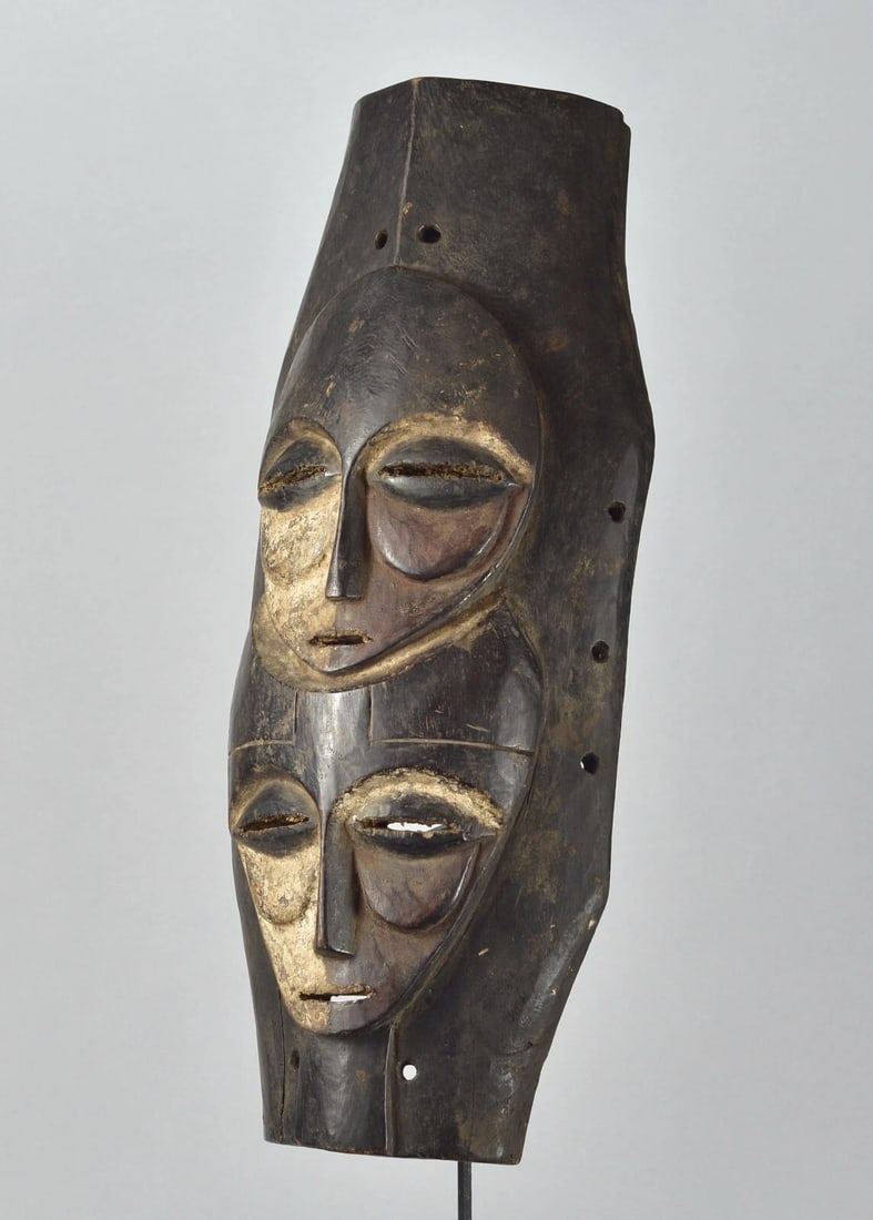 Superb KOMO - KUMU wood pannel Mask Congo Drc African Tribal Art Gallery 1673 - 2