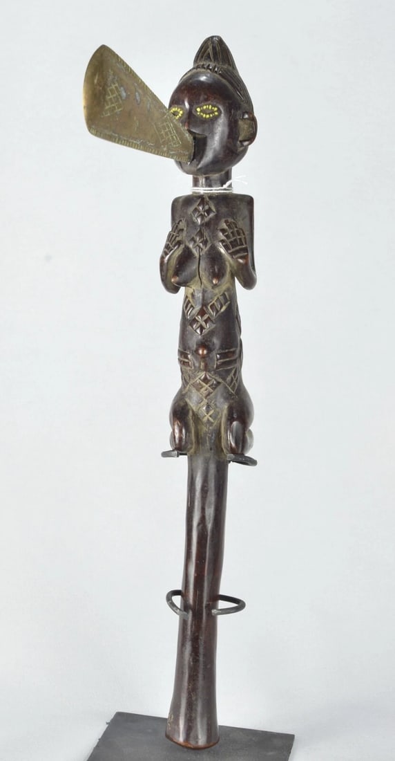 Rare LUBA prestige's anthropomorphic figural Axe Congo African Tribal Art 1725 - 7