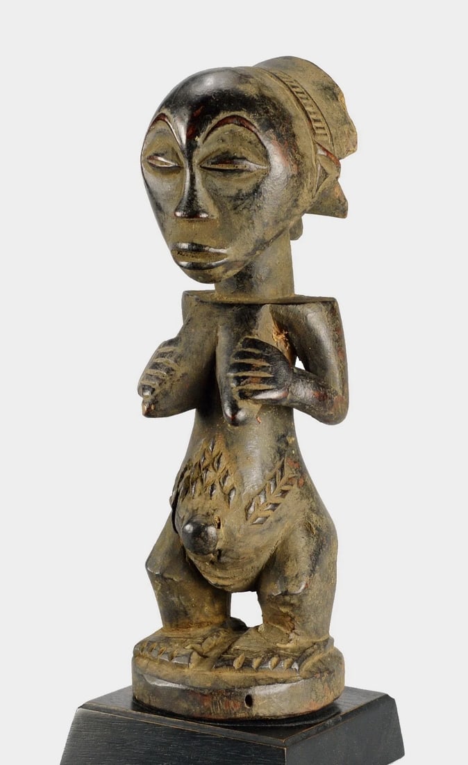 Fine LUBA Classical Cult Figure Statue Congo DRC African Tribal Art 1276 - 2