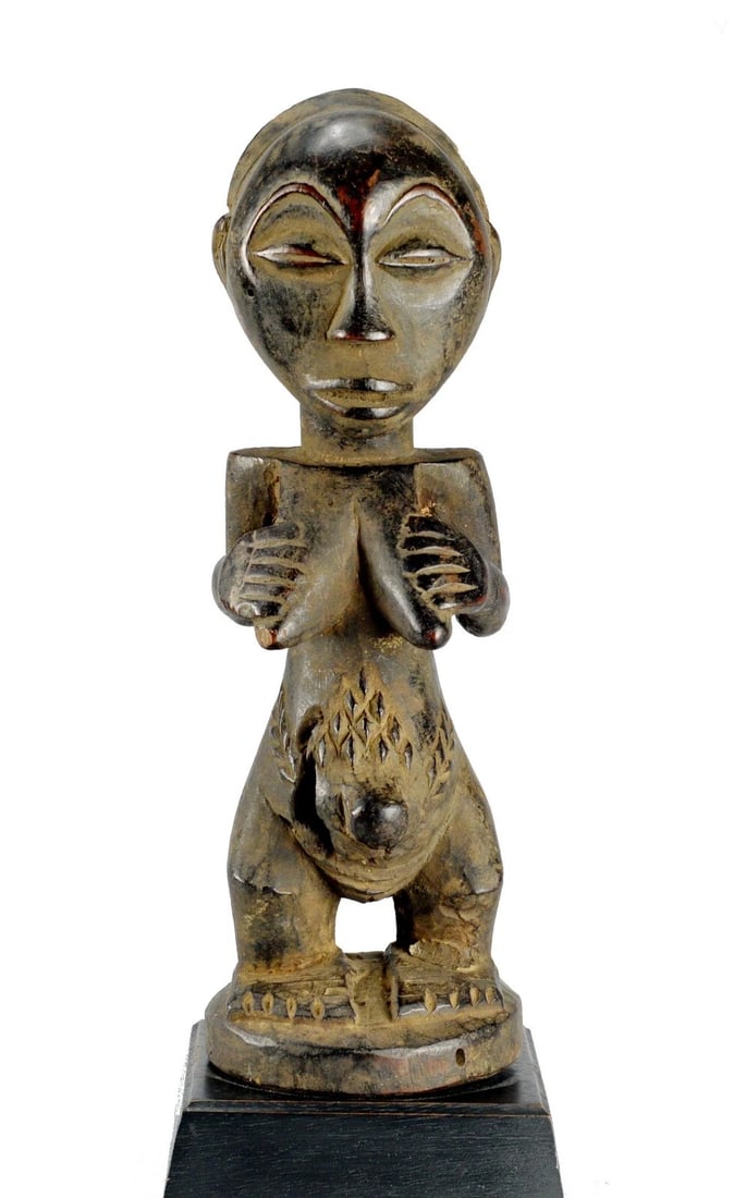 Fine LUBA Classical Cult Figure Statue Congo DRC African Tribal Art 1276 - 4