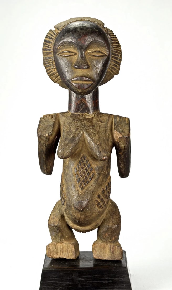 Large LUBA Classical Cult Figure Statue Congo DRC African Tribal Art 1329 - 4