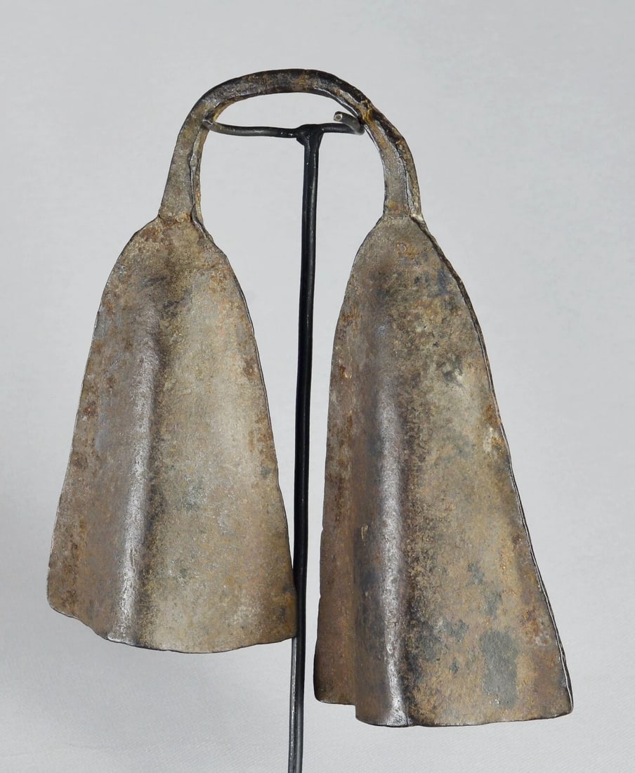 Rare double Metal Bell MONGO Congo DRC Gong African Tribal Musical art MC 1987 - 2