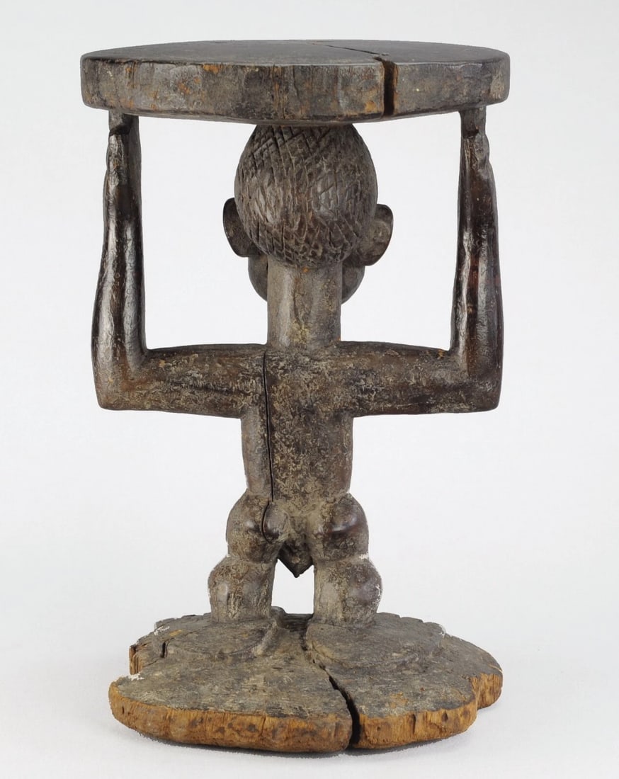 LUBA Kanyok Cariatid Stool Seat figure Statue Tabouret African Tribal Art 0860 - 10