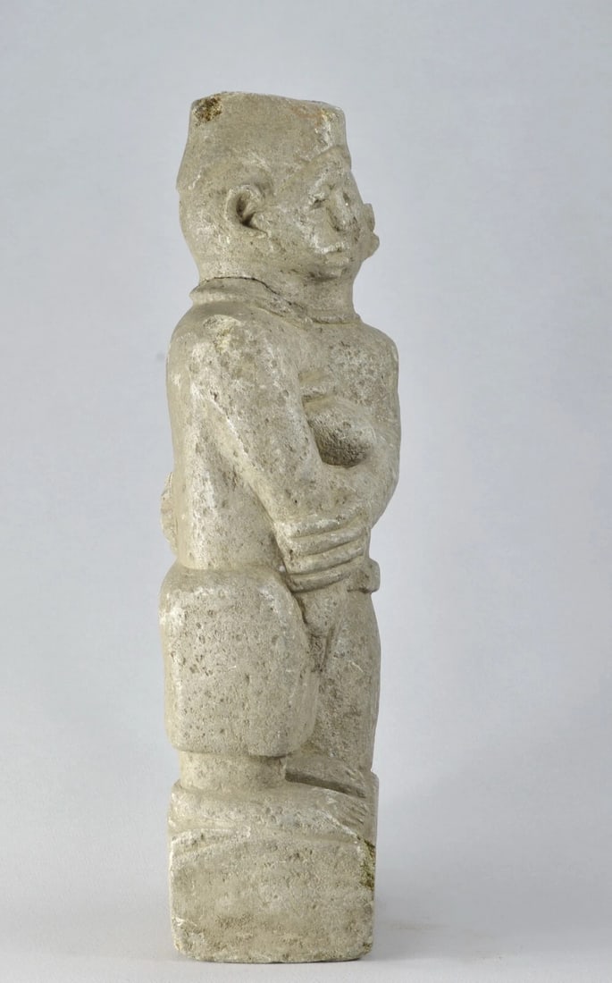 Bakongo Ntadi stone rare couple figure 16" statue African Tribal Art MC2024 - 5