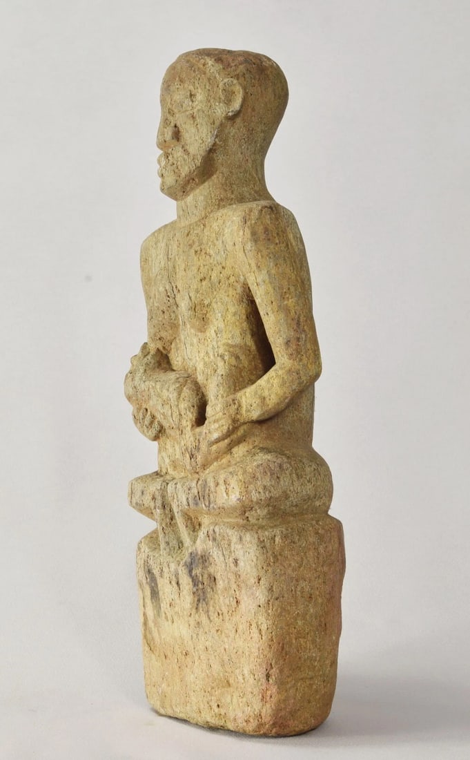 Bakongo Ntadi stone maternity figure 15 inches statue African Tribal Art MC2023 - 4
