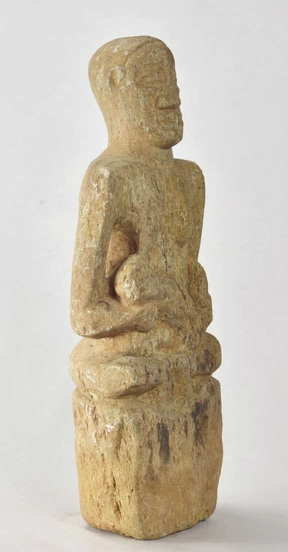 Bakongo Ntadi stone maternity figure 15 inches statue African Tribal Art MC2023 - 7