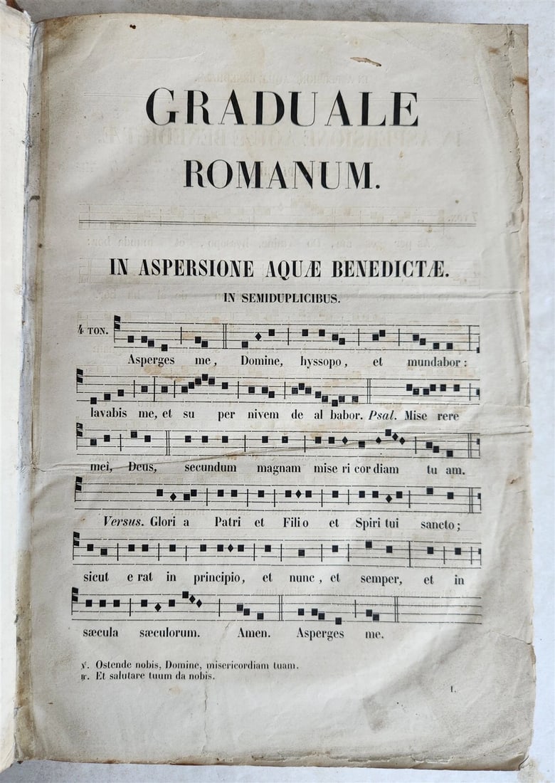 1854 GRADUALE ROMANUM antique ANTIPHONAL LARGE FOLIO 10.5 x 15" - 5