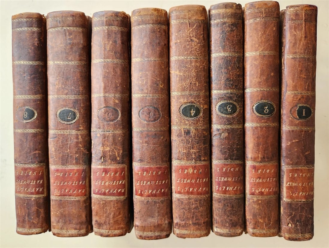 1788 HISTORY of EUROPEAN SETTLEMENTS & TRADE in EAST & WEST INDIES 8 VOL antique - 2