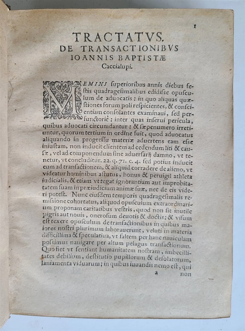 1586 LAW BOOK Tractatuum & Commentariorum de Transactionibus antique VELLUM - 7