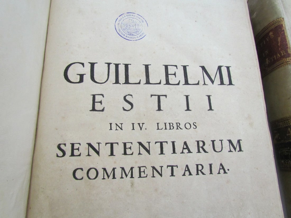 1680 2 volumes ANTIQUE VELLUM BOUND FOLIOS Guillelmi Estii Commentaria - 5