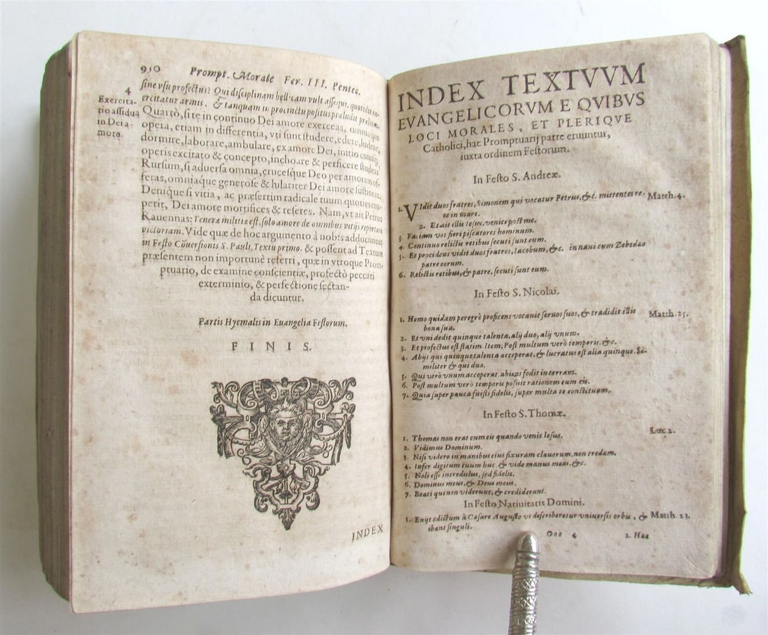 1634 3 VOLUMES Promptuarium morale antique VELLUM BOUND by Lawrence Beyerlinck - 7