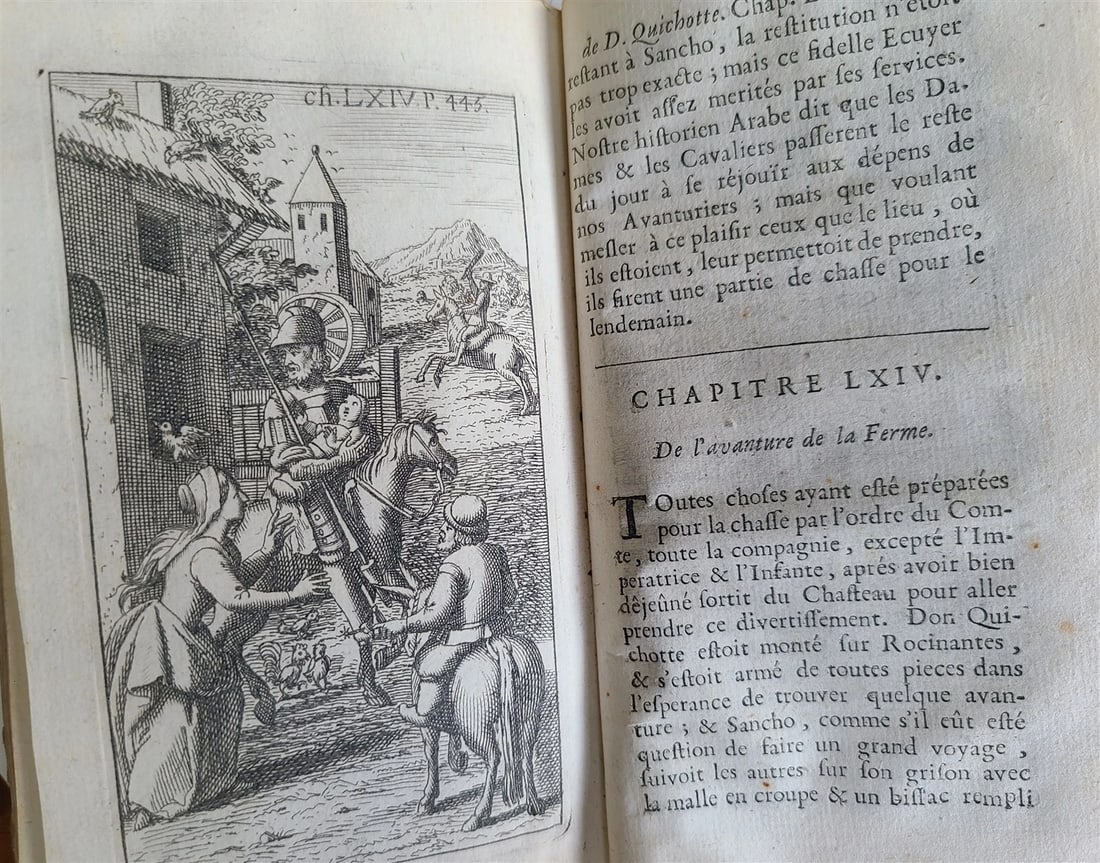 1716 DON QUIXOTE DE LA MANCHE 2 VOLS antique ILLUSTRATED RARE FRENCH EDITION - 7